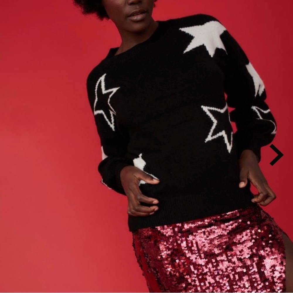 JAYLEY Collection Star Design Cashmere Sweater Jumper in Black & White